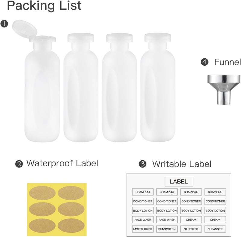 owlyee 6.7oz Travel Shampoo Bottle, Empty Plastic Squeeze Bottles with Flip Cap, 4PCS Lotion Container for Toiletries (200ml,Clear) - Image 5